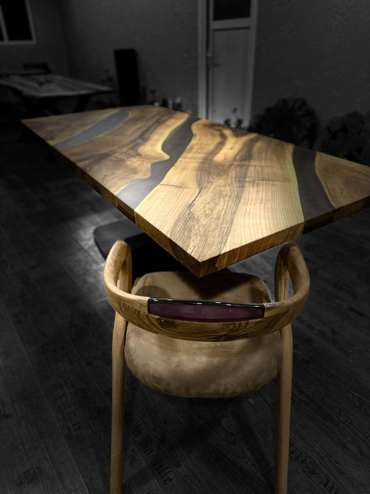 Walnut Epoxy River Dining Table – Handmade Luxury Design
