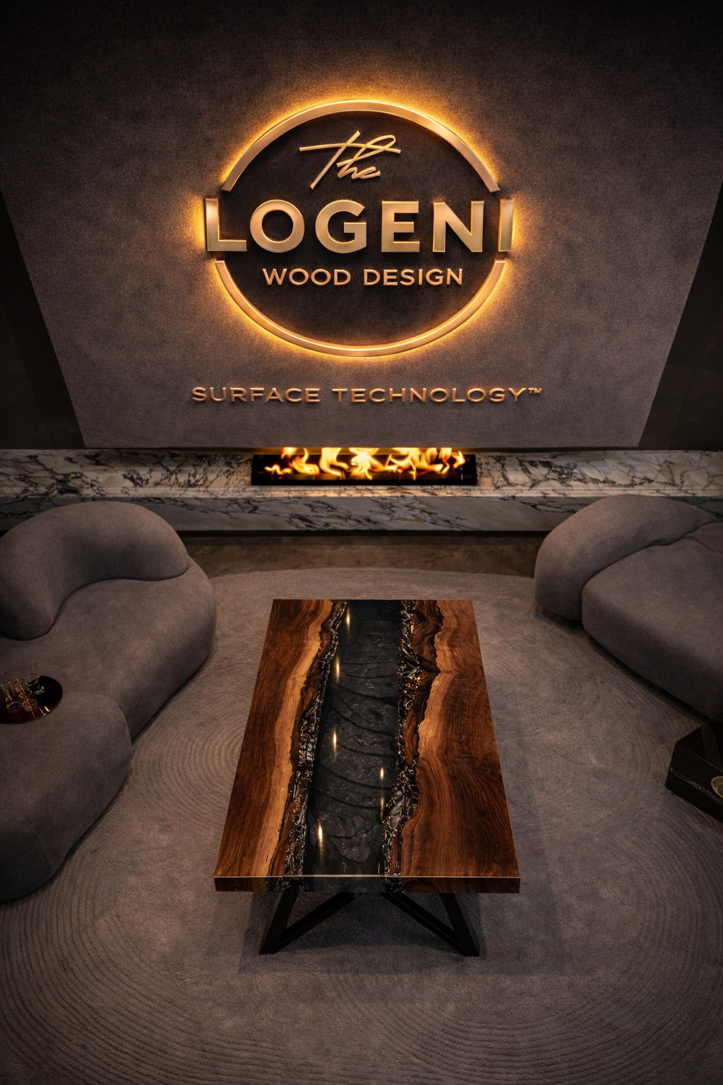 Luxury Walnut Black Epoxy River Dining Table – Handmade Solid Wood Table