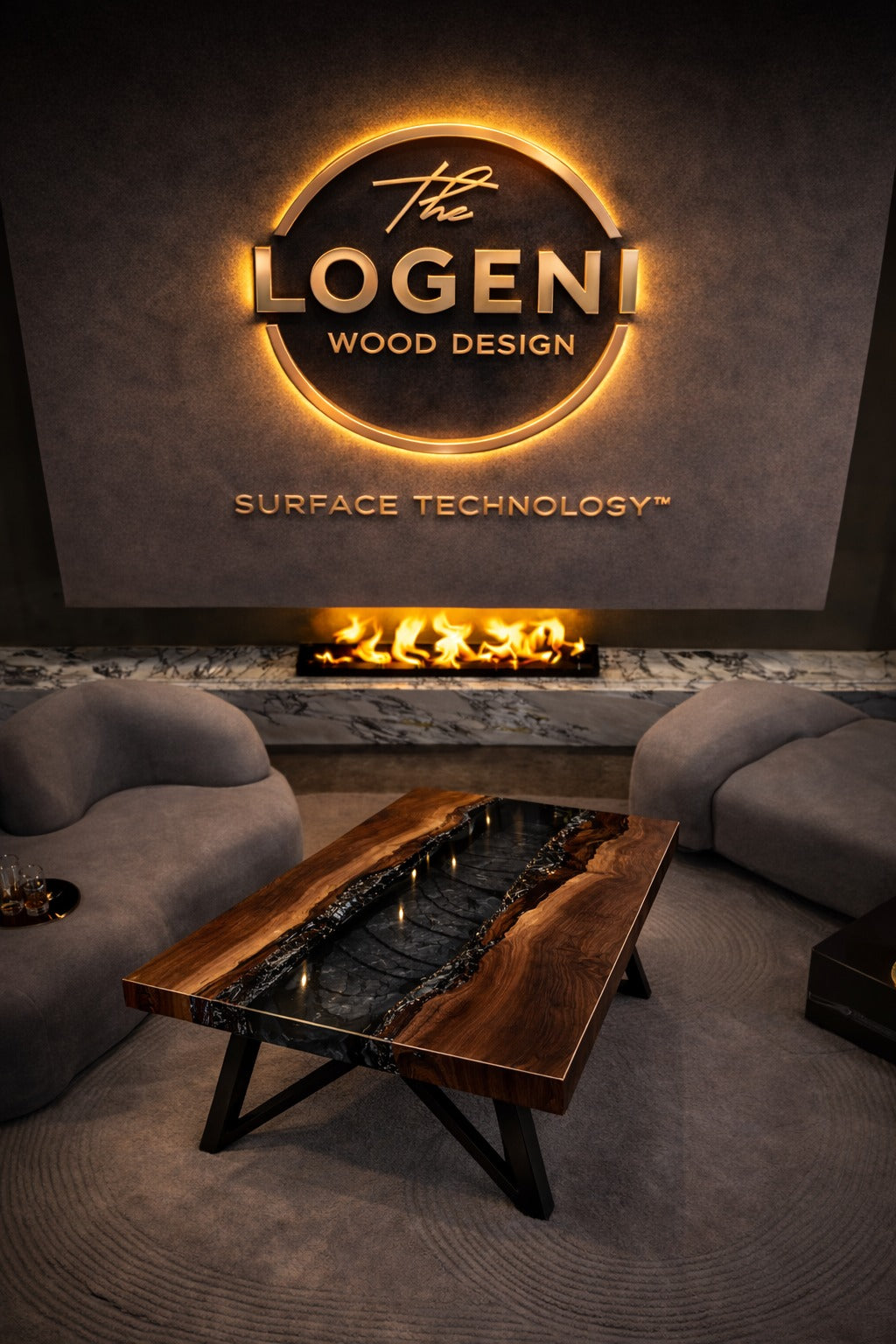 Luxury Walnut Black Epoxy River Dining Table – Handmade Solid Wood Table