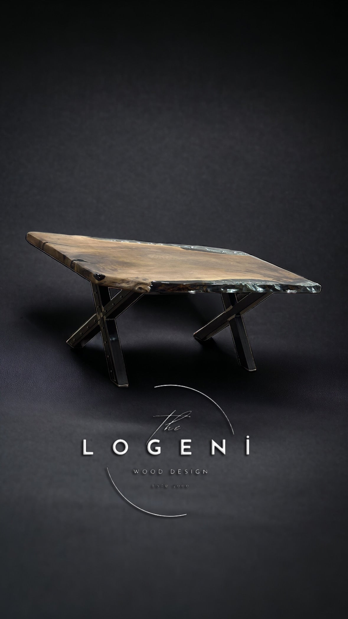 Walnut Live Edge Table with Crystal Clear Epoxy – Luxury Handmade Dining Table
