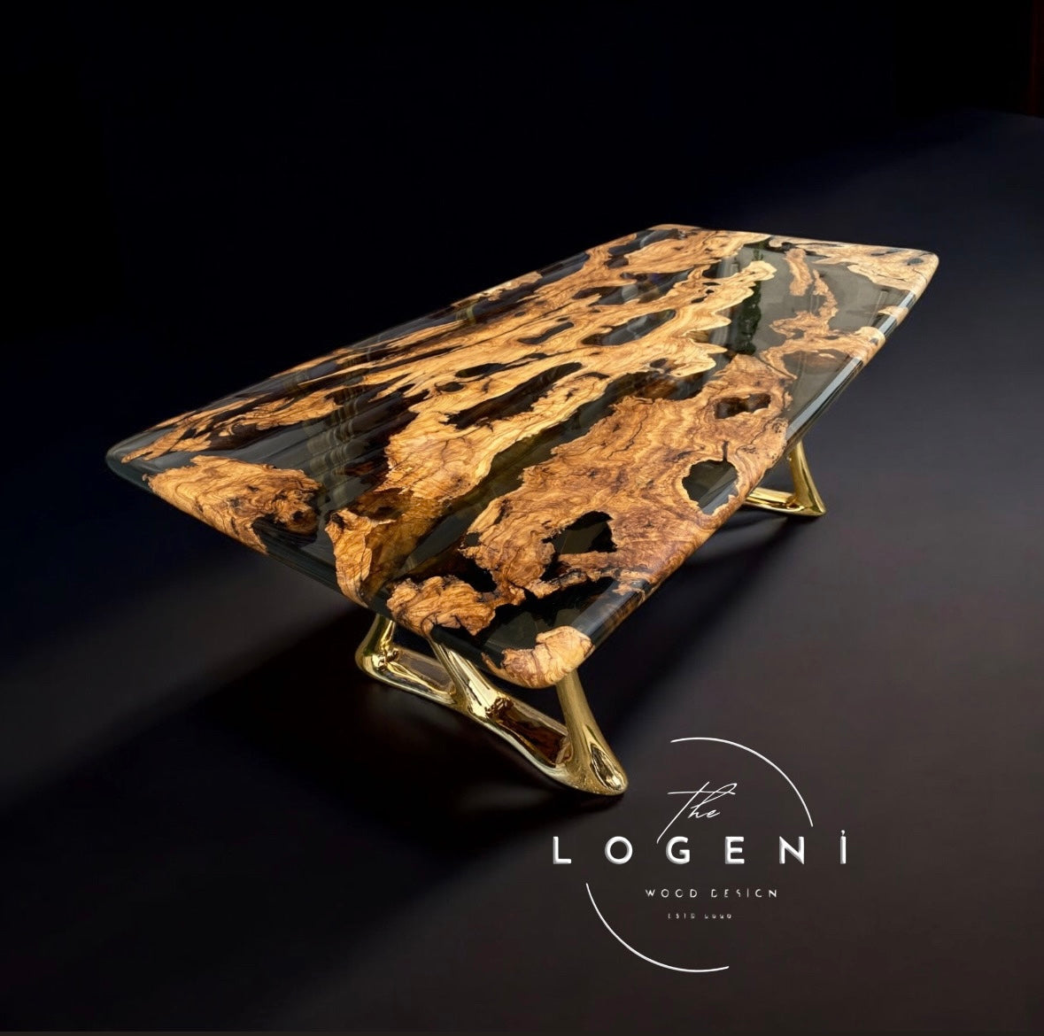 Black Epoxy Olive Wood Table – Luxury Handmade Designer Table