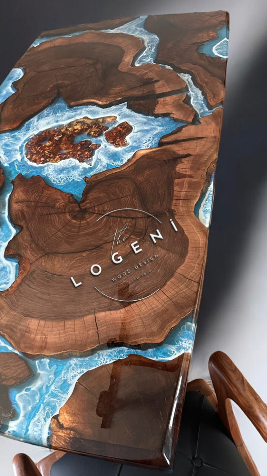 Ocean Epoxy River Table – Handmade Luxury Dining Table | LogeniWood