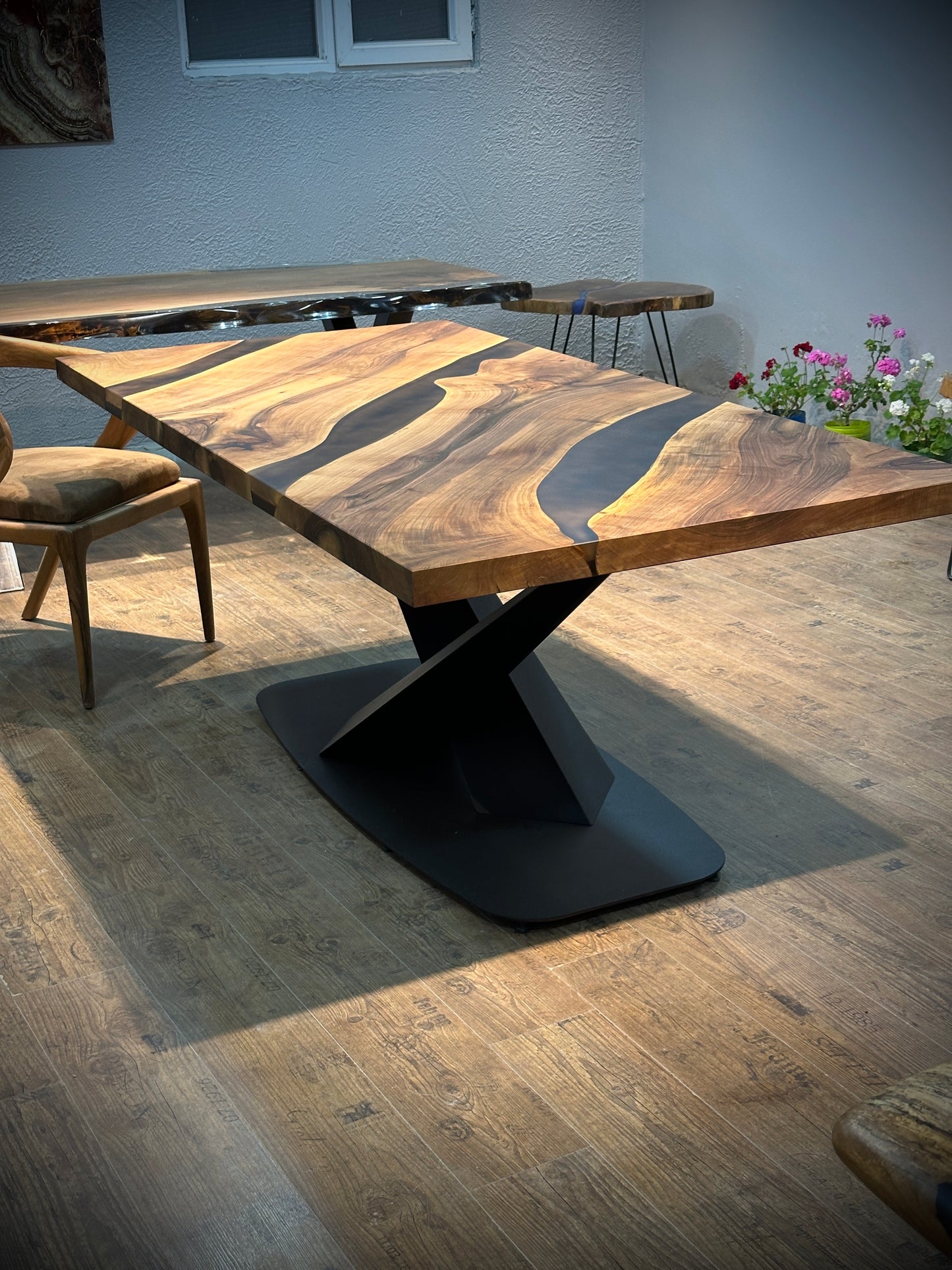 Walnut Epoxy River Dining Table – Handmade Luxury Design