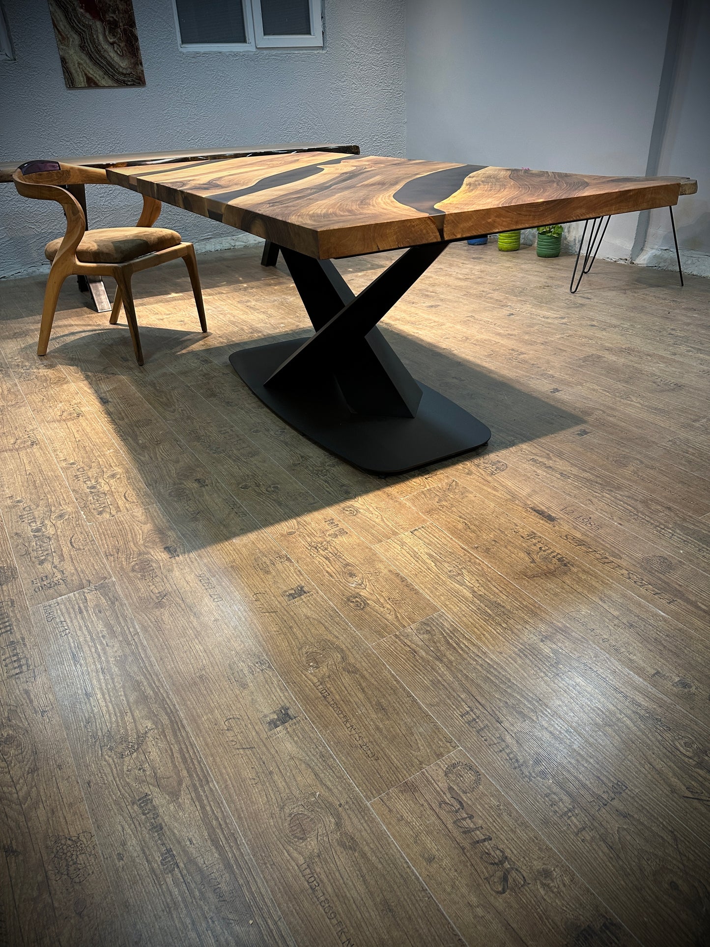 Walnut Epoxy River Dining Table – Handmade Luxury Design