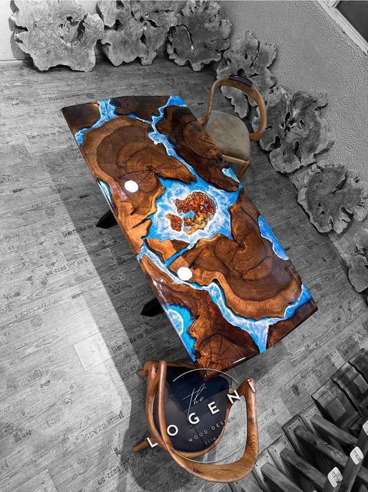 Ocean Epoxy River Table – Handmade Luxury Dining Table | LogeniWood