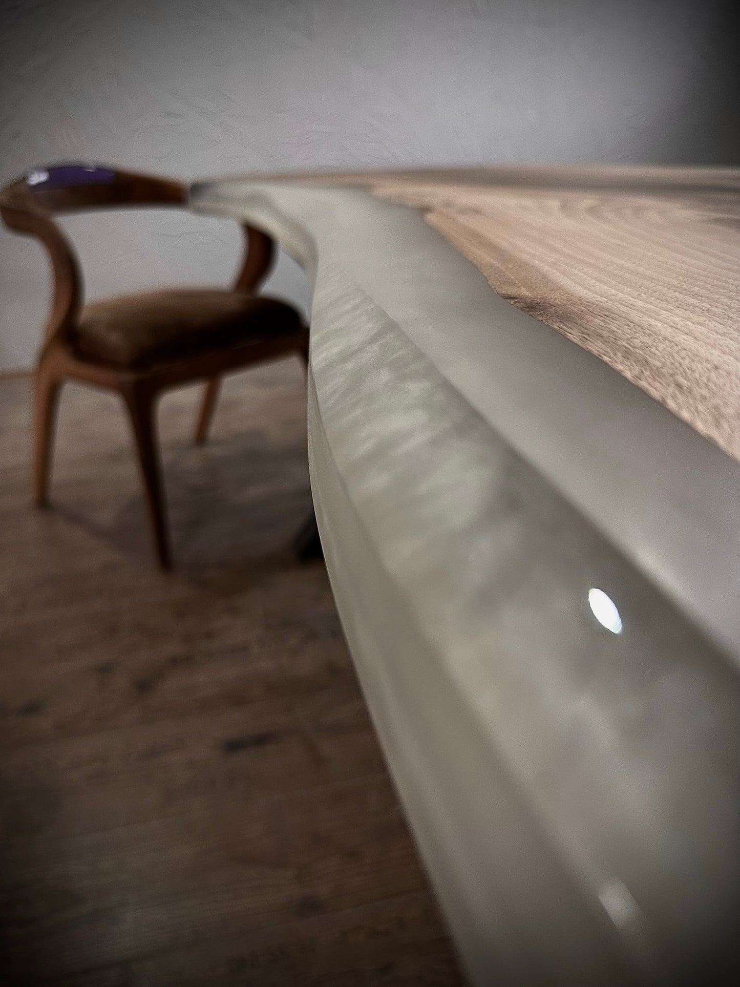 Handmade Walnut Live Edge Epoxy River Dining Table – Solid Wood Designer Table