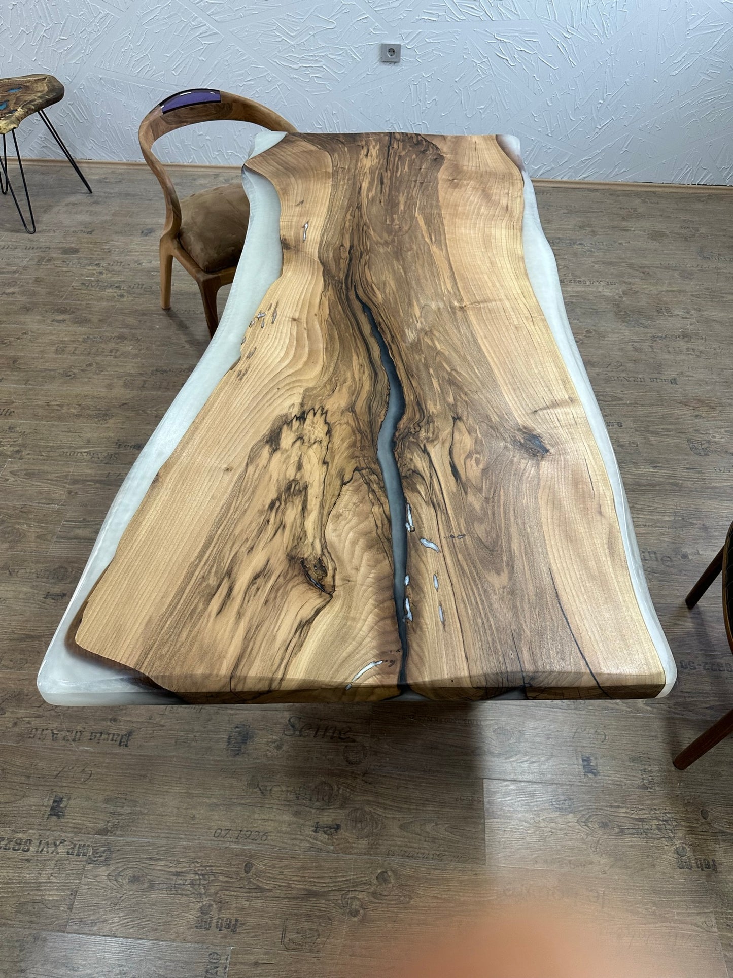 Handmade Walnut Live Edge Epoxy River Dining Table – Solid Wood Designer Table