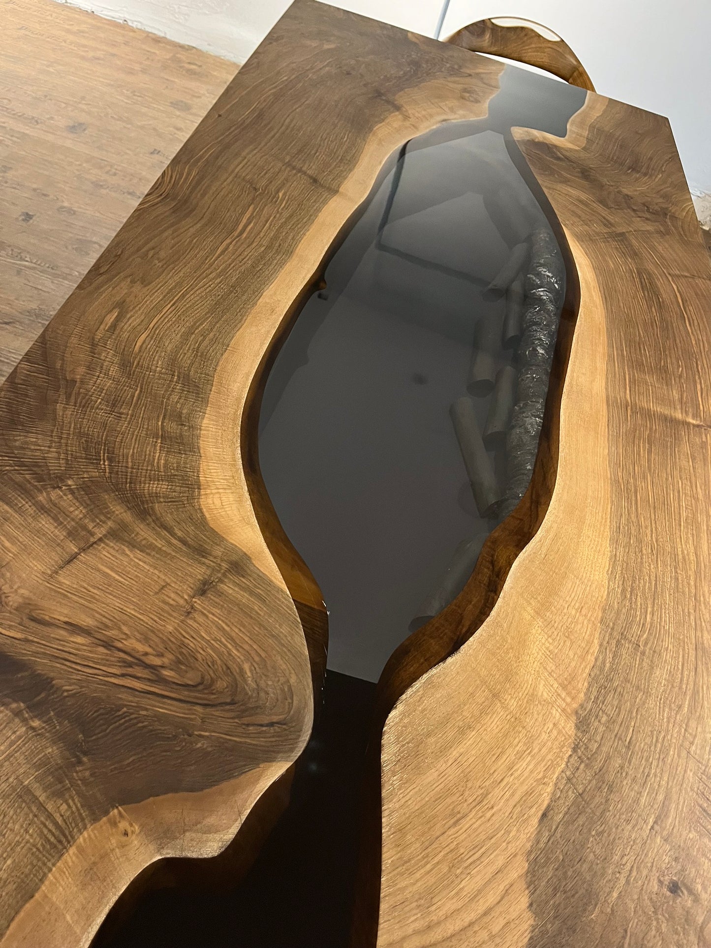 Luxury Walnut Epoxy River Table – Solid Wood Dining Table