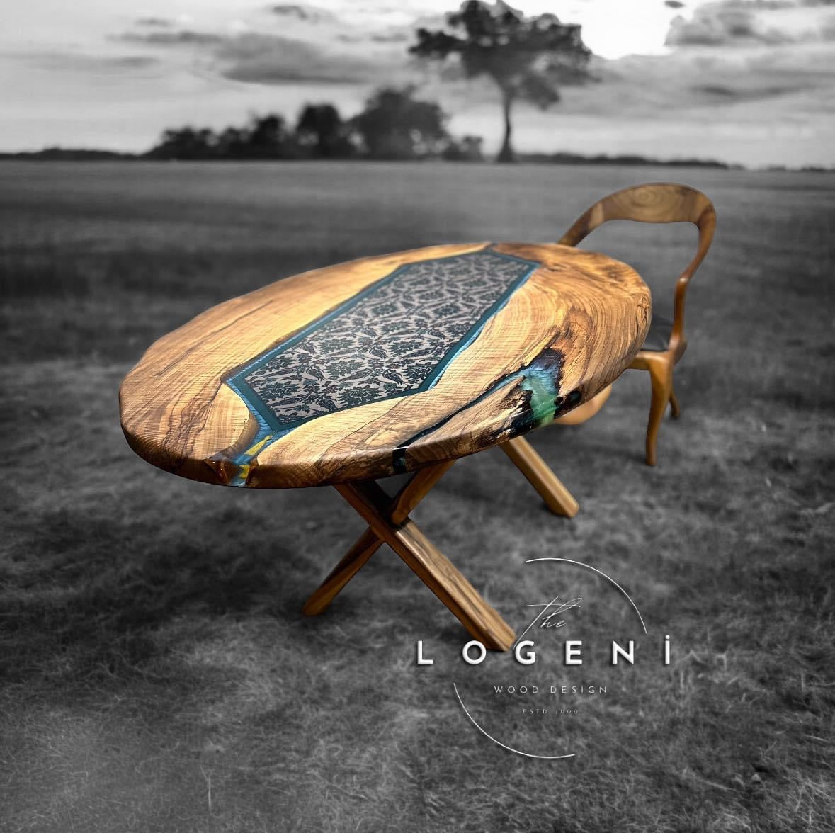 Custom Pattern Epoxy Table – Cultural Motif Edition