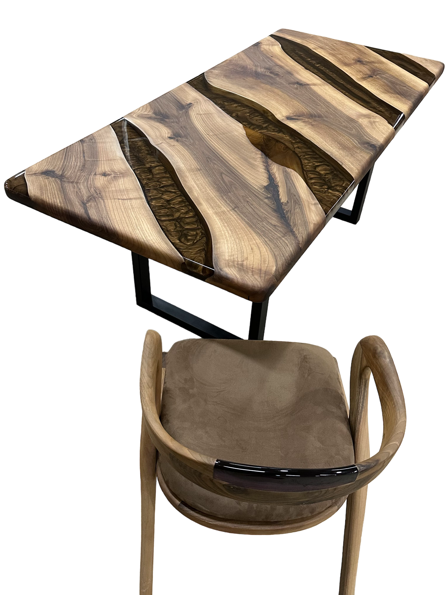 Handmade Walnut Epoxy River Dining Table – Solid Wood Luxury Table
