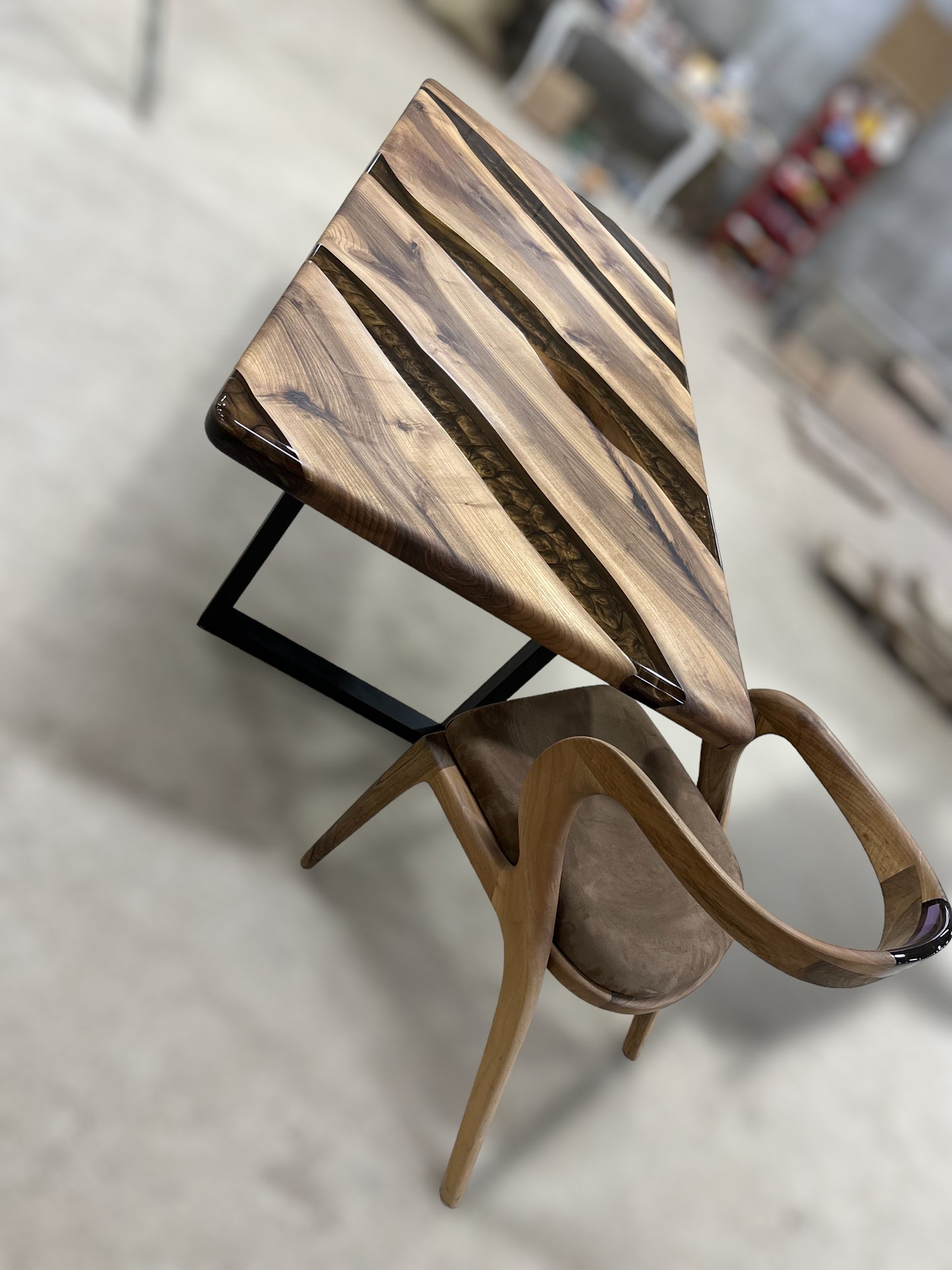 Handmade Walnut Epoxy River Dining Table – Solid Wood Luxury Table