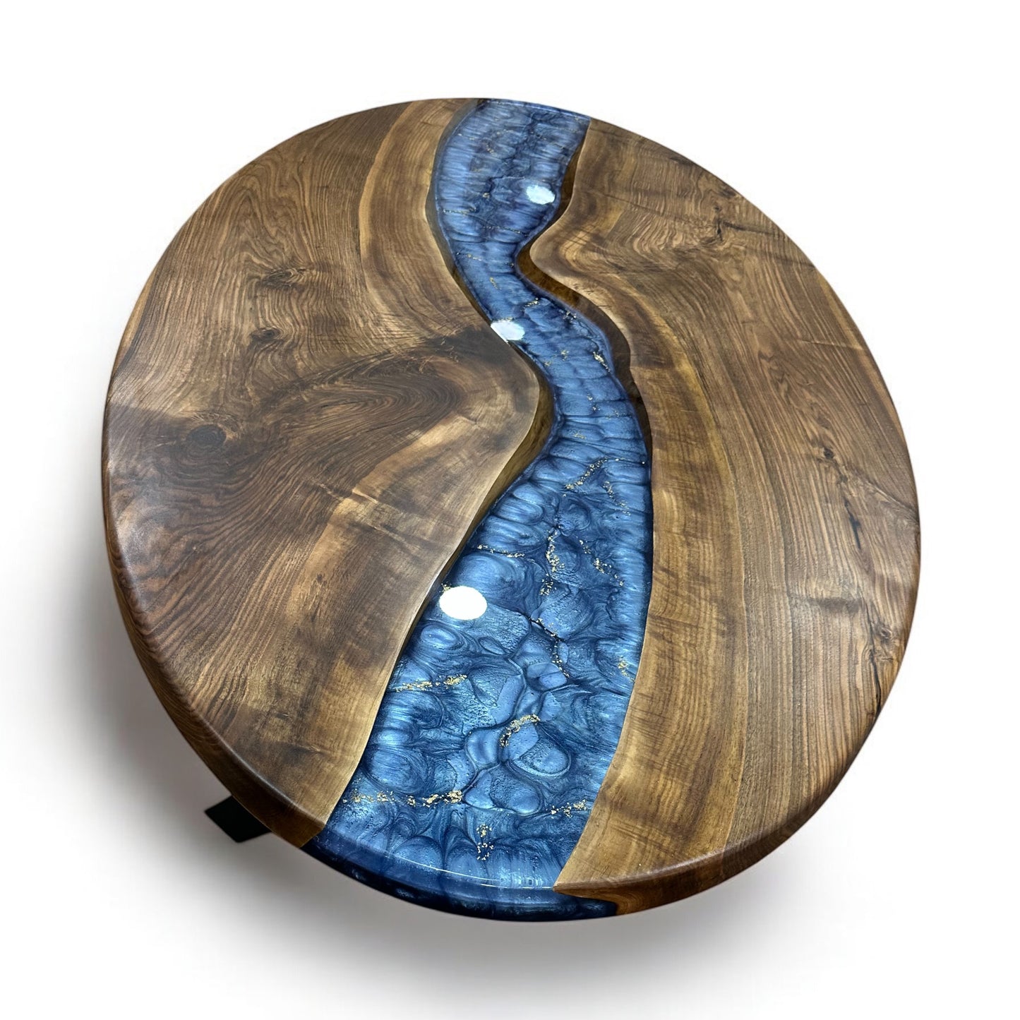 Walnut Blue River Epoxy Table – Handmade Luxury Dining Table