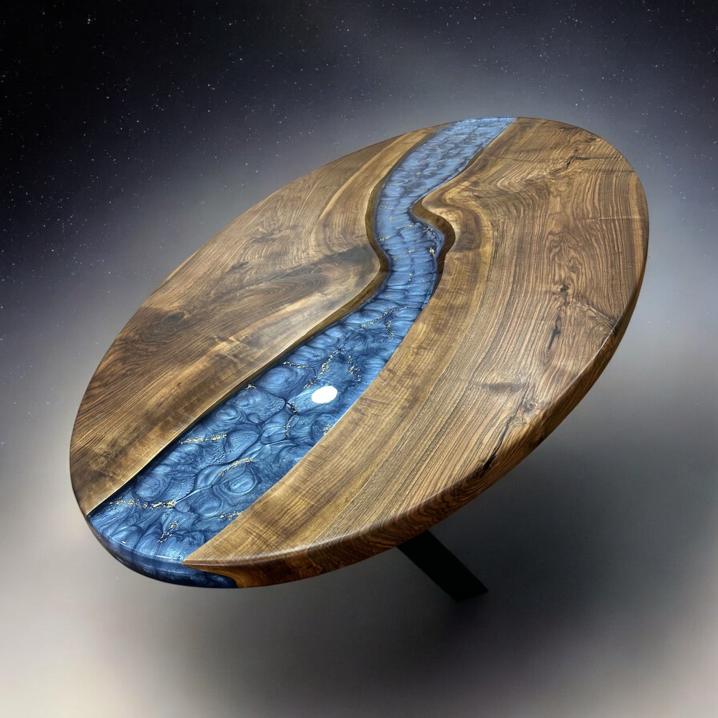 Walnut Blue River Epoxy Table – Handmade Luxury Dining Table