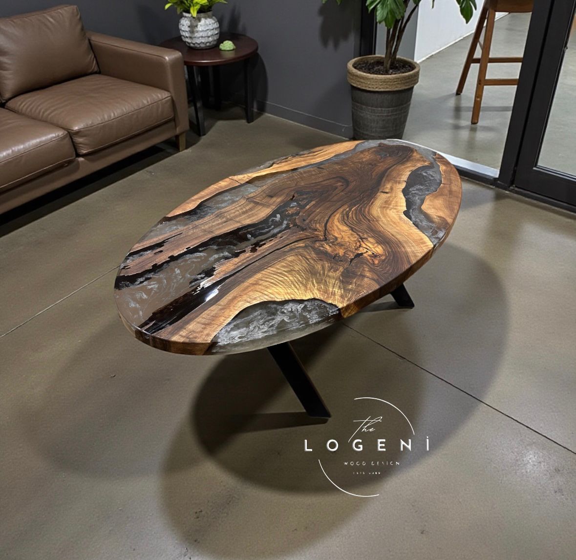 Luxury Walnut Epoxy River Coffee Table – Handmade Live Edge Design