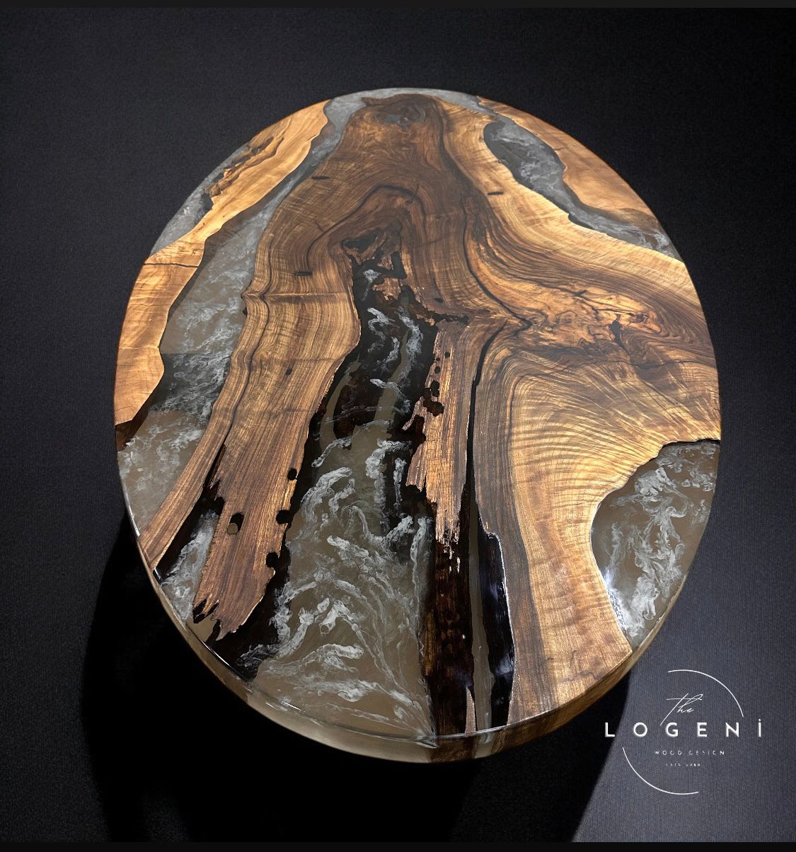 Luxury Walnut Epoxy River Coffee Table – Handmade Live Edge Design
