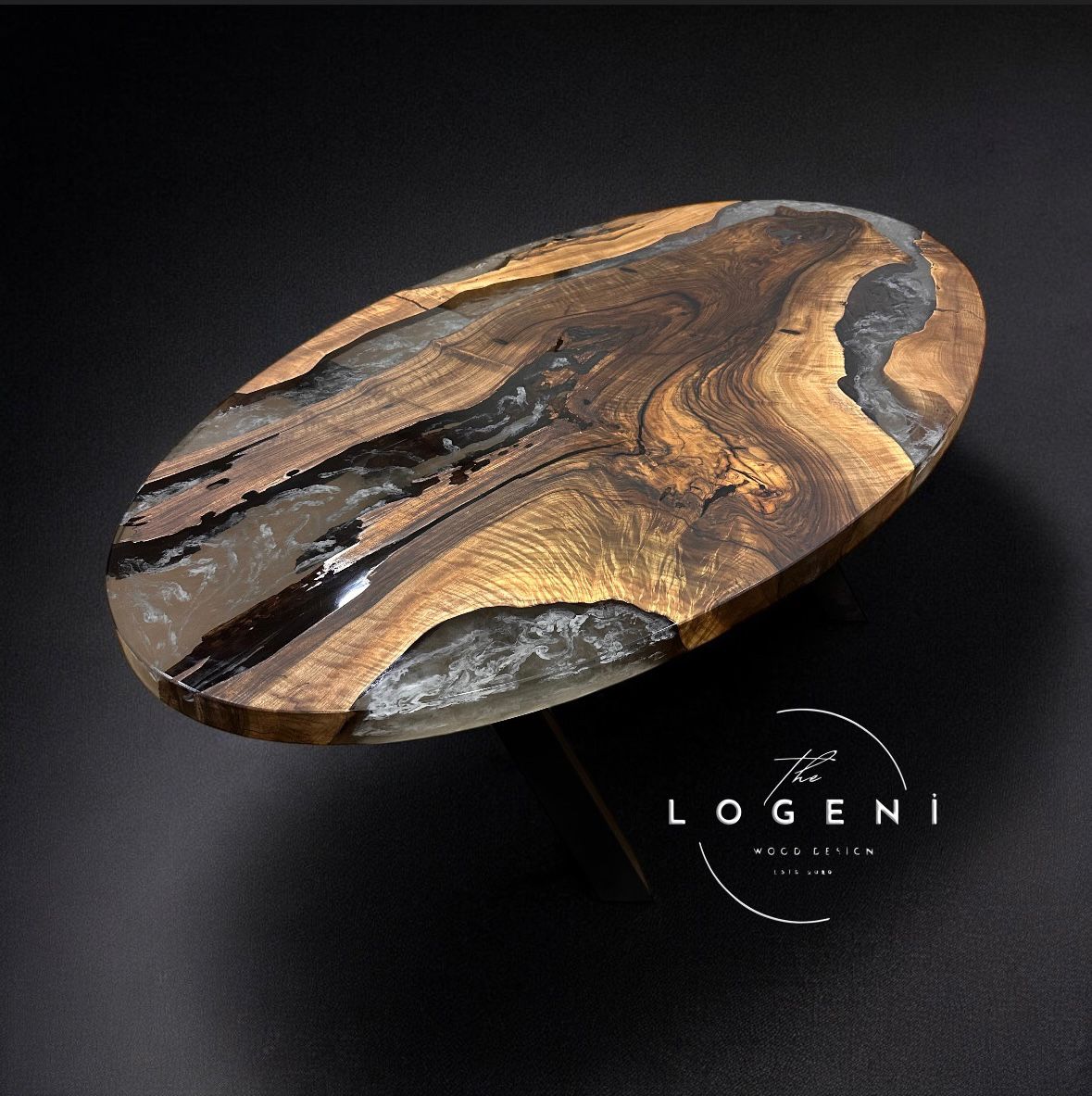 Luxury Walnut Epoxy River Coffee Table – Handmade Live Edge Design