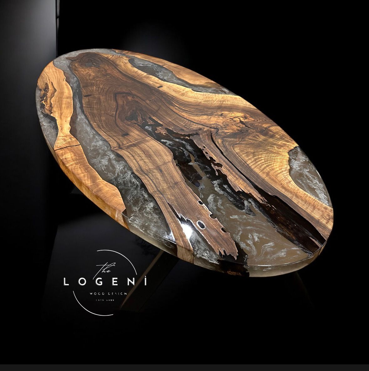 Luxury Walnut Epoxy River Coffee Table – Handmade Live Edge Design