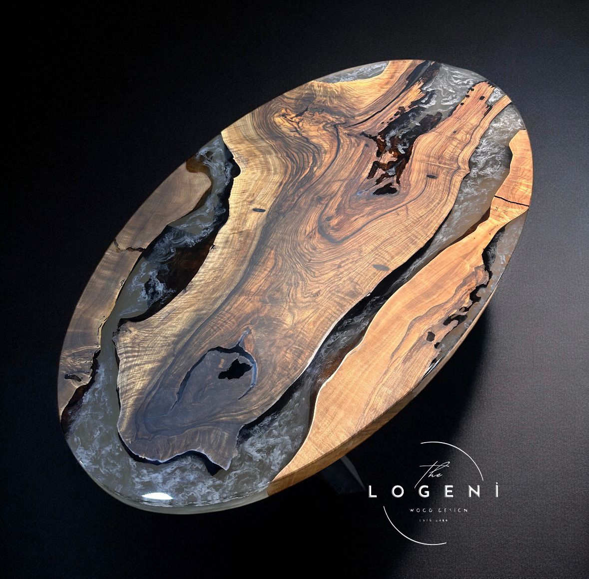 Luxury Walnut Epoxy River Coffee Table – Handmade Live Edge Design