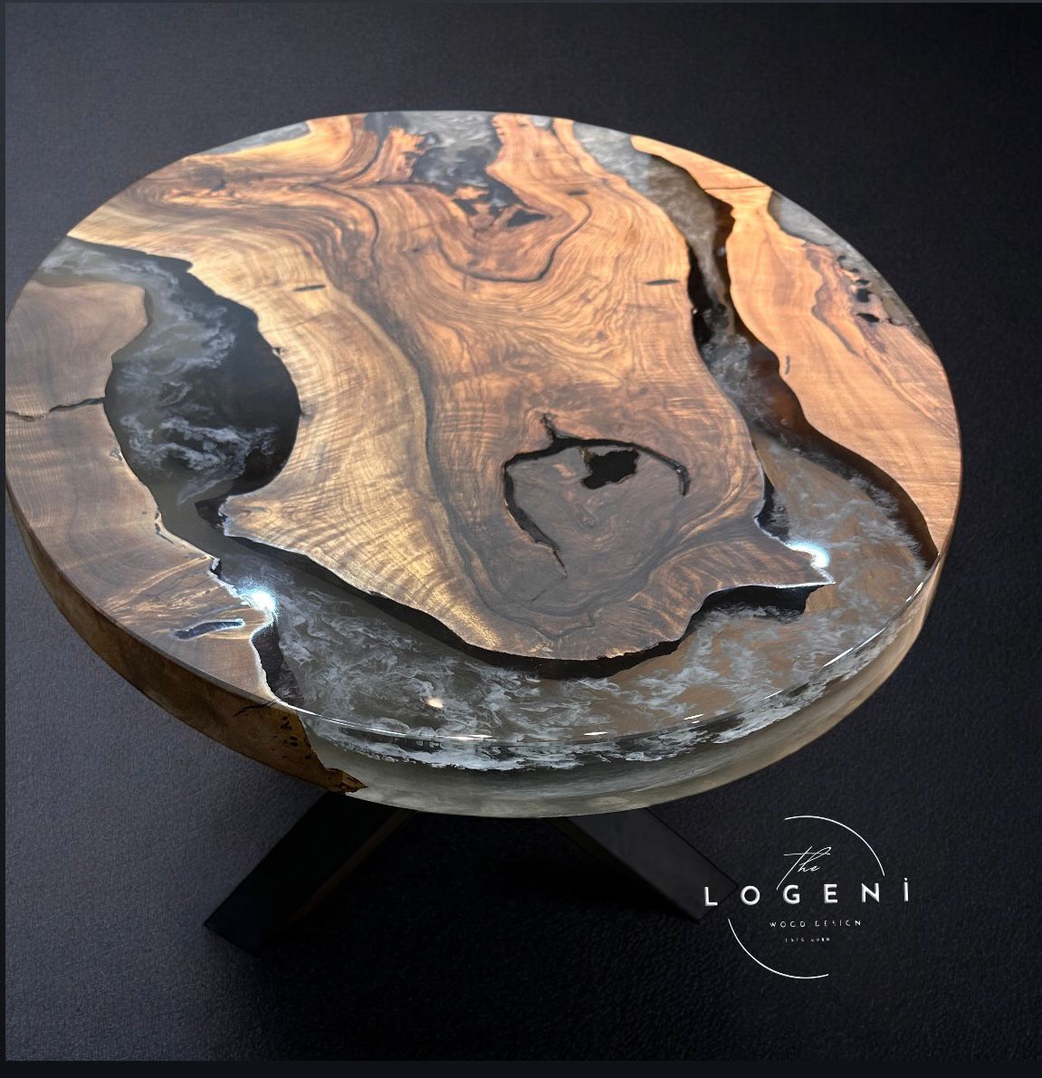 Luxury Walnut Epoxy River Coffee Table – Handmade Live Edge Design