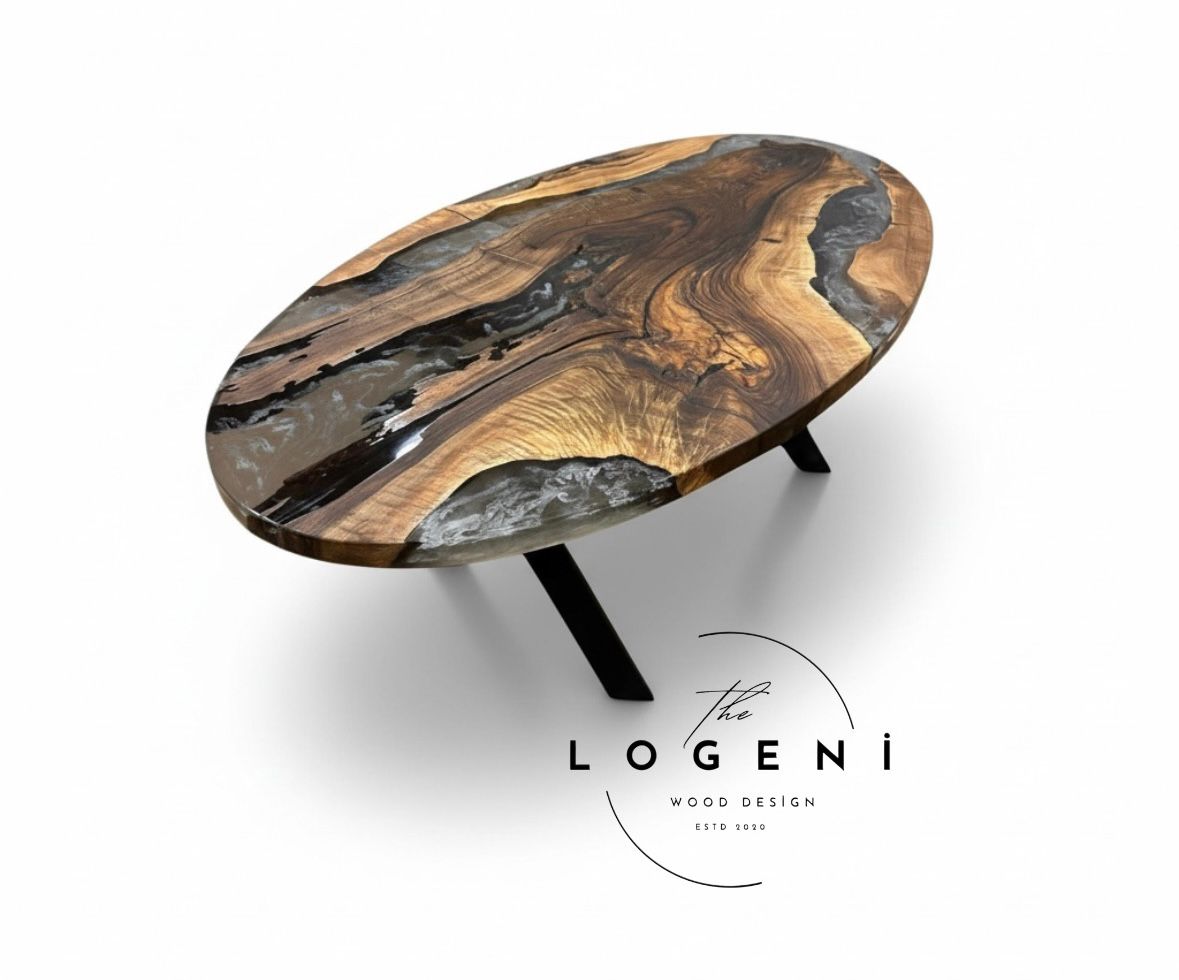 Luxury Walnut Epoxy River Coffee Table – Handmade Live Edge Design