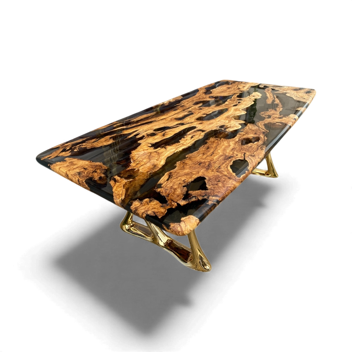 Black Epoxy Olive Wood Table – Luxury Handmade Designer Table